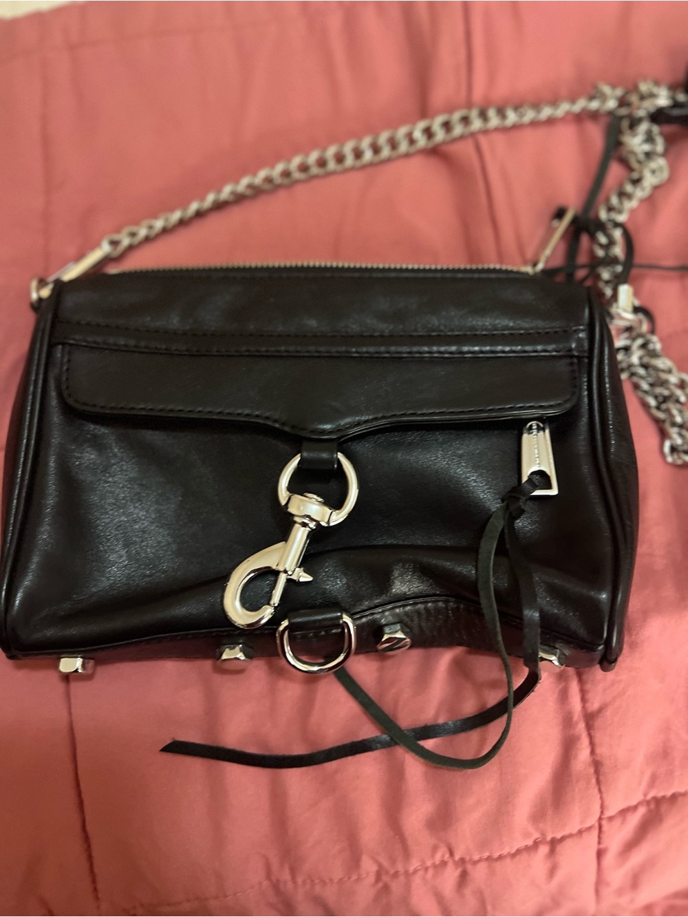Rebecca Minkoff - Black Leather Crossbody Bag with Silver Hardware